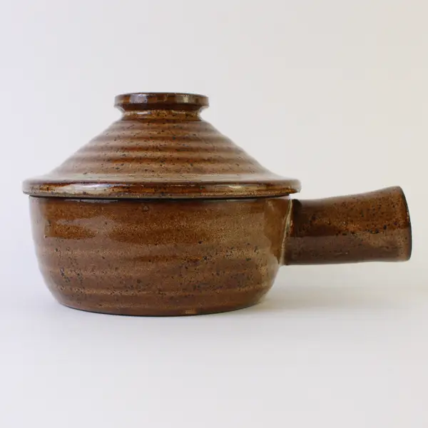 Vintage Brown Stoneware Crock Onion Soup Bowl Rustic