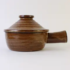 Vintage Brown Stoneware Crock Onion Soup Bowl Rustic