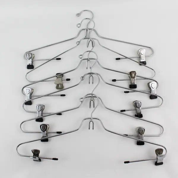 Lot of 6 Stainless Steel Pants Skirts Hangers with Clips
