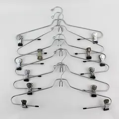 Lot of 6 Stainless Steel Pants Skirts Hangers with Clips