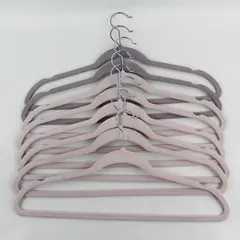 Set of 8 Pale Pink Flocked Hangers Shirts and Pants