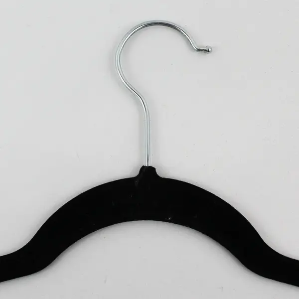 Lot of 12 Black Flocked Clothes Hangers Pants and Shirts