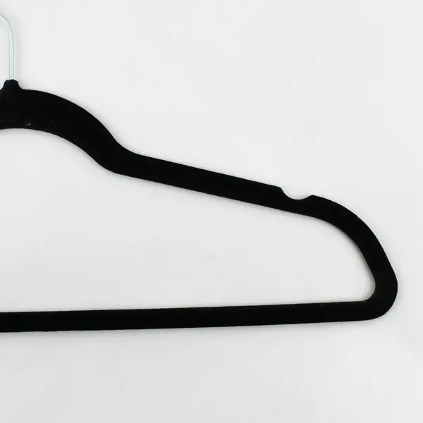 Lot of 12 Black Flocked Clothes Hangers Pants and Shirts