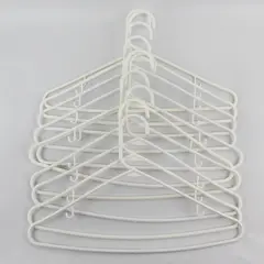 Lot of 10 Opaque White Plastic Clothes Hangers with Strap Hooks