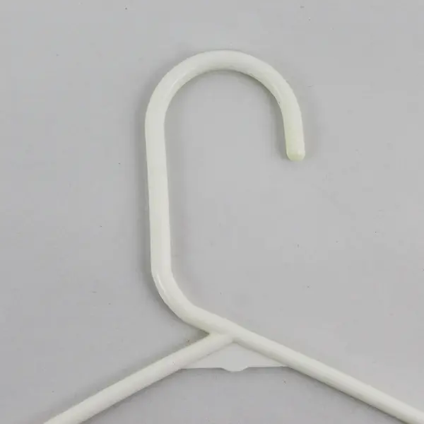 Lot of 10 White Plastic Clothes Hangers with Strap Hooks
