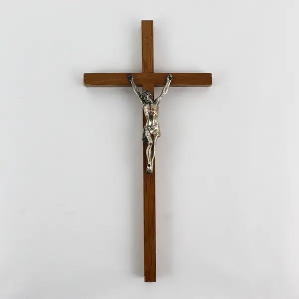 Vintage Wooden Metal Wall Cross Crucifix 11"