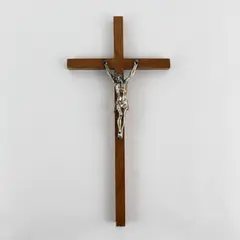 Vintage Wooden Metal Wall Cross Crucifix 11"