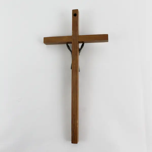Vintage Wooden Metal Wall Cross Crucifix 11"