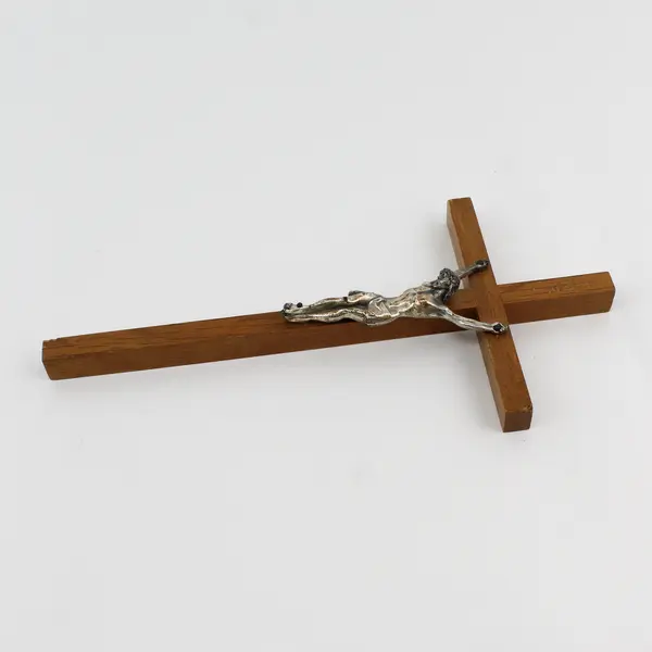 Vintage Wooden Metal Wall Cross Crucifix 11"