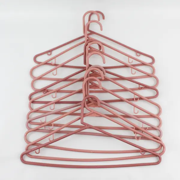 Lot of 10 Dusty Rose Pink Plastic Clothes Hangers with Strap Hooks