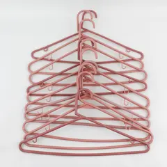 Lot of 10 Dusty Rose Pink Plastic Clothes Hangers with Strap Hooks