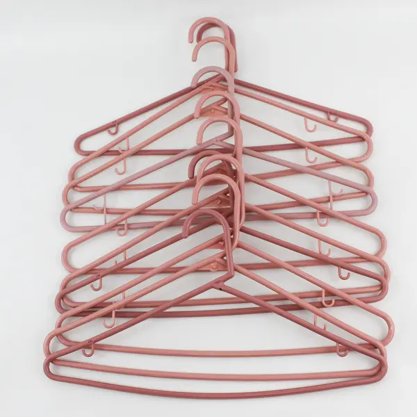 Lot of 10 Dusty Rose Pink Plastic Clothes Hangers with Strap Hooks