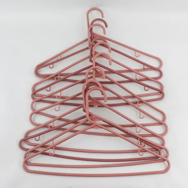 Lot of 10 Dusty Rose Pink Plastic Clothes Hangers with Strap Hooks