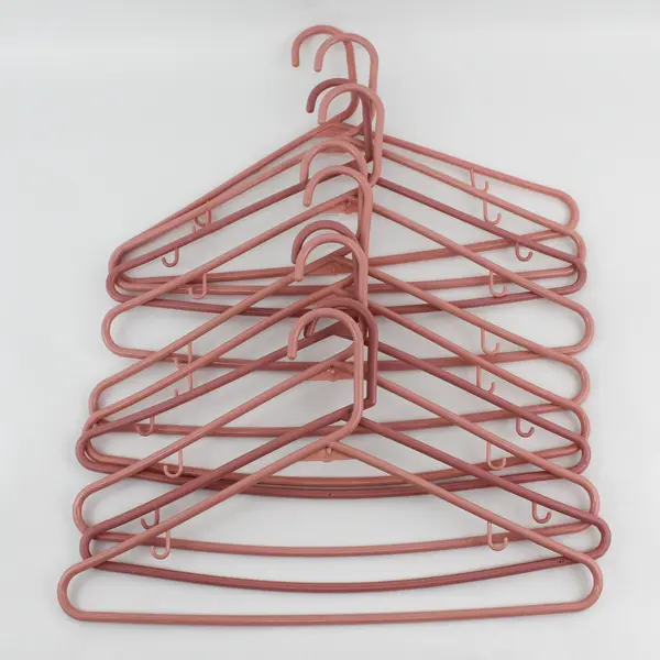 Lot of 10 Dusty Rose Pink Plastic Clothes Hangers with Strap Hooks