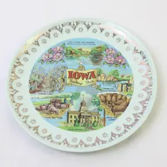 Vintage Iowa Souvenir Collector Plate Hawkeye State Lake LaVerne Corn Beef