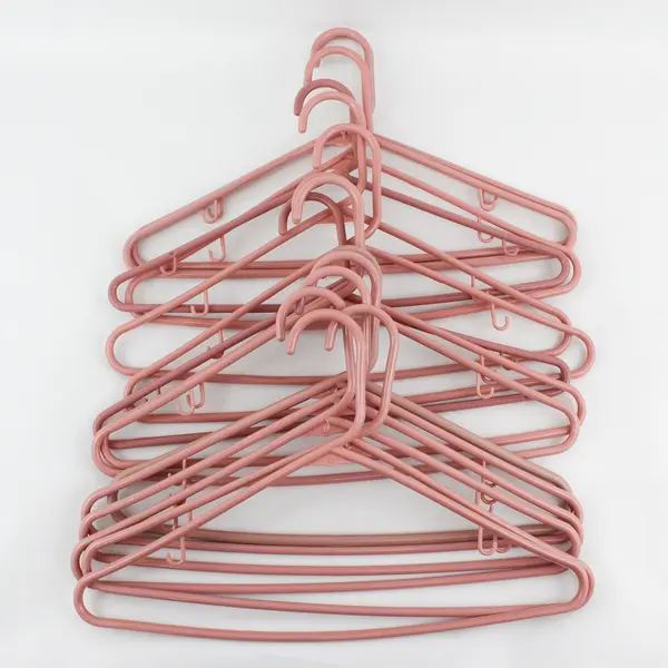 Lot of 15 Dusty Rose Pink Plastic Clothes Hangers with Strap Hooks