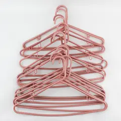 Lot of 15 Dusty Rose Pink Plastic Clothes Hangers with Strap Hooks