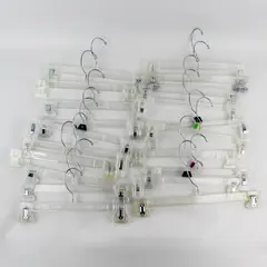 Mixed Lot of 20 Clear Plastic Clothes Skirt Hangers with Clips