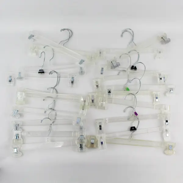 Mixed Lot of 20 Clear Plastic Clothes Skirt Hangers with Clips