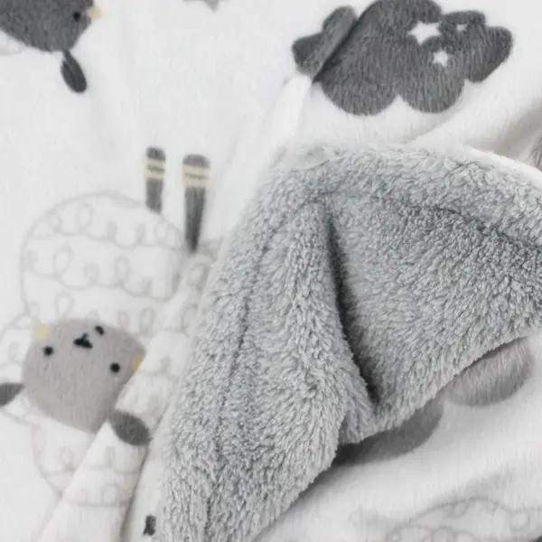 NWT Parent's Choice Gray and White Sheep Print Minky Baby Blanket 30" x 40"