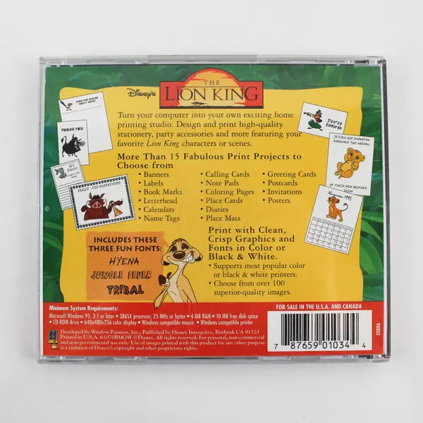 Disney Print Studio The Lion King CD-Rom Windows