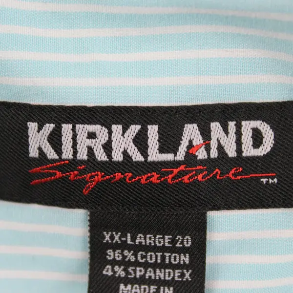Kirkland Signature Blue & White Striped Long-Sleeved Button-Up Women's XXL 20