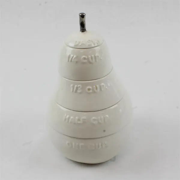 Magenta Rae Dunn Ceramic Pear Shaped 4 Piece Stacking Measuring Cup Set 