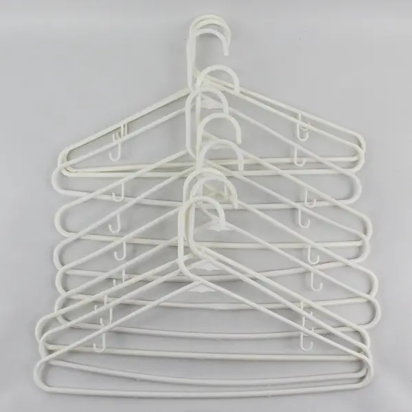 Lot of 10 White Plastic Hangers Standard Size for Shirts & Pants