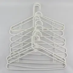 Lot of 10 White Plastic Hangers Standard Size for Shirts & Pants