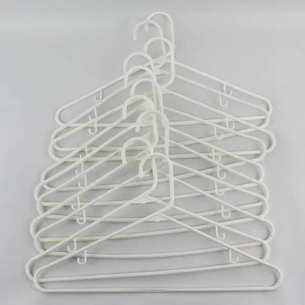 Lot of 10 White Plastic Hangers Standard Size for Shirts & Pants