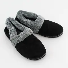 Skechers Black/Gray Cozy Campfire Quilted Fuzzy Slippers Shoes Women's Size 7.5