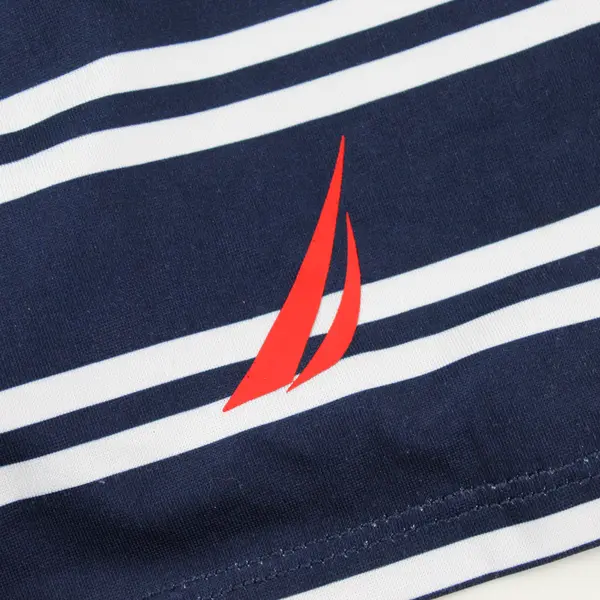 Nautica Navy Blue and White Striped Long-Sleeved Swim Shirt Women's Large