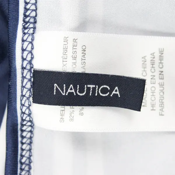 Nautica Navy Blue and White Striped Long-Sleeved Swim Shirt Women's Large