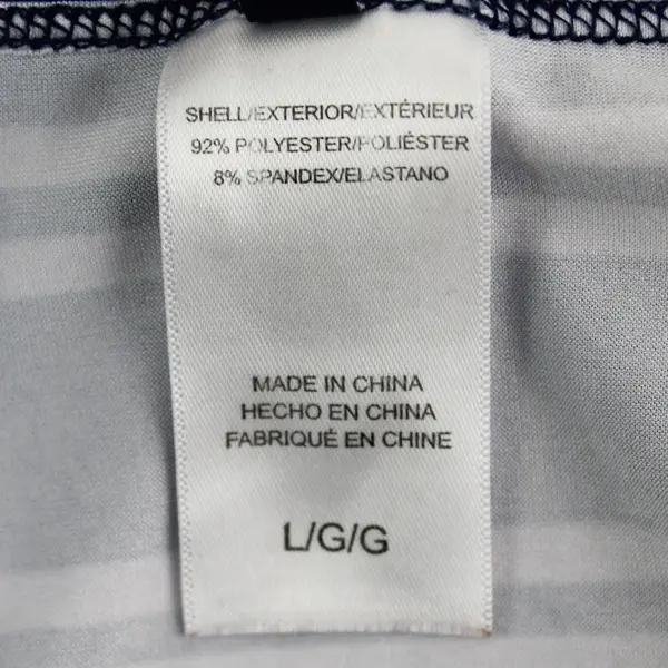 Nautica Navy Blue and White Striped Long-Sleeved Swim Shirt Women's Large