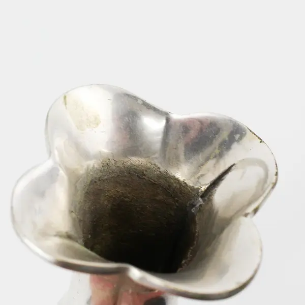 Two’s Company Silver-Plated Candle Holder Embossed Leaf And Flower 4"