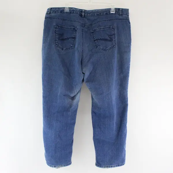 Just My Size Classic Fit Medium Wash Jeans Bedazzled Pockets Women's Size 20WS