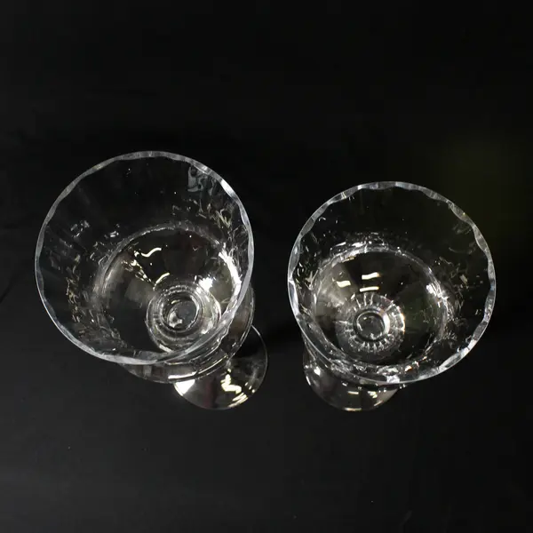 Set of 2 Vintage Clear Glass  Large Twisted Stem Candle Holders 16" and 14" Tall