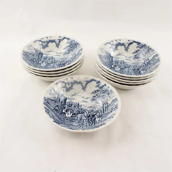 Set of 10 Royal Wessex Royal Mail Coach Horse Cereal Bowls 6.5in Transferware