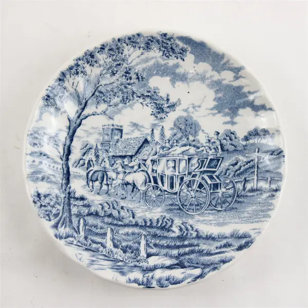 Set of 10 Royal Wessex Royal Mail Coach Horse Transferware Saucers
