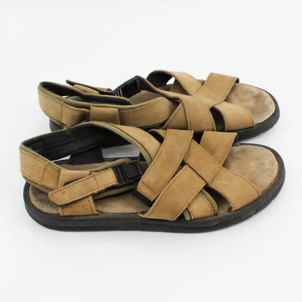 River Rapids Light Brown Leather Uppers Buckle Strap Sandal Shoes Men's Size 9.5