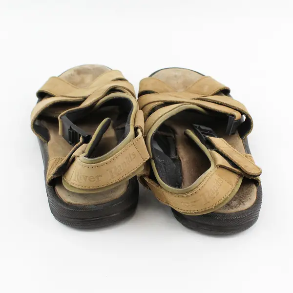 River Rapids Light Brown Leather Uppers Buckle Strap Sandal Shoes Men's Size 9.5