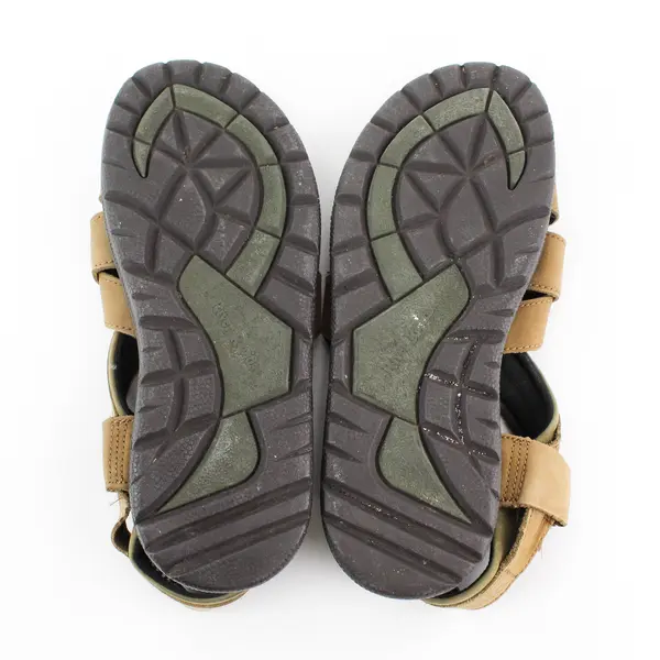 River Rapids Light Brown Leather Uppers Buckle Strap Sandal Shoes Men's Size 9.5