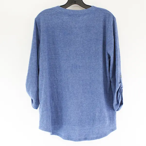 Cable & Gauge Blue Roll-Tab Sleeved Button-Up Women's Medium