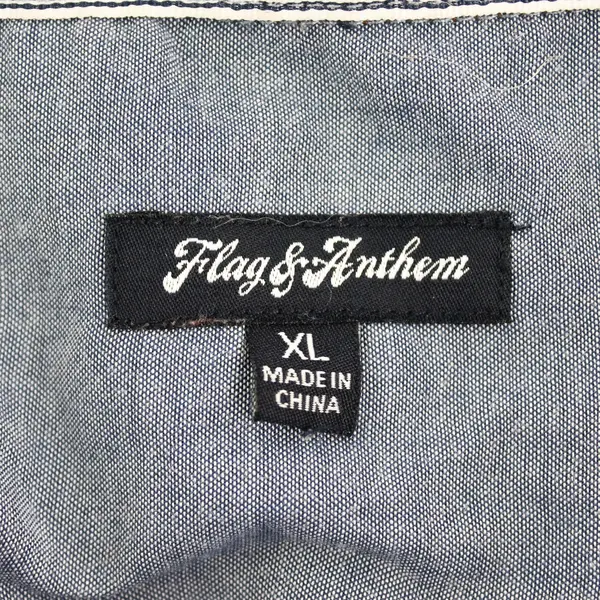 Flag & Anthem Dark Blue & Brown Gingham Long Sleeve Button Up Snaps Women's XL