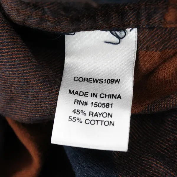 Flag & Anthem Dark Blue & Brown Gingham Long Sleeve Button Up Snaps Women's XL