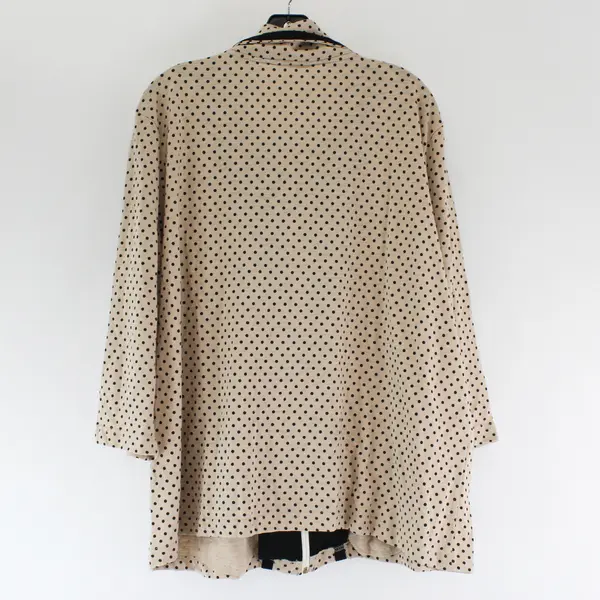Onque Woman Beige 3/4-Sleeve Zip-Up Jacket Black Polka Dots Women's 2X