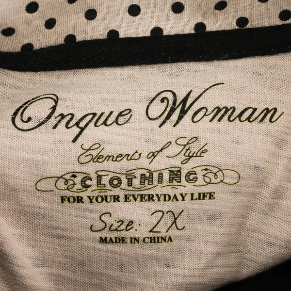 Onque Woman Beige 3/4-Sleeve Zip-Up Jacket Black Polka Dots Women's 2X