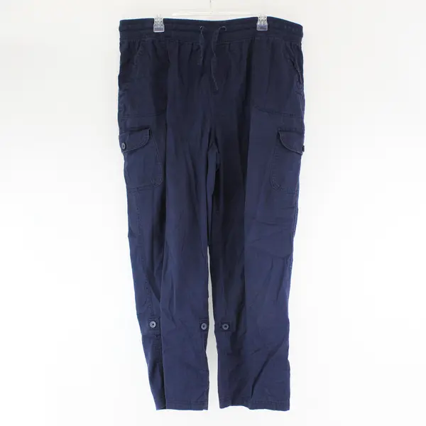 Woman Within Navy Blue Drawstring Cargo Pants Women's Size 18W