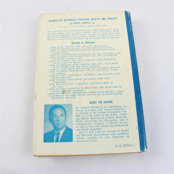 Secrets of Naturally Youthful Health & Vitality by Samuel Homola D.C. Book