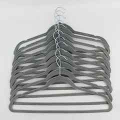 Set of 10 Concepts Gray Flocked Clothes Hangers for Shirts and Pants